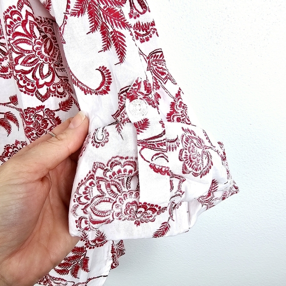Tommy Hilfiger Red & White Floral Button Front Shirt NWT - Picture 9 of 11